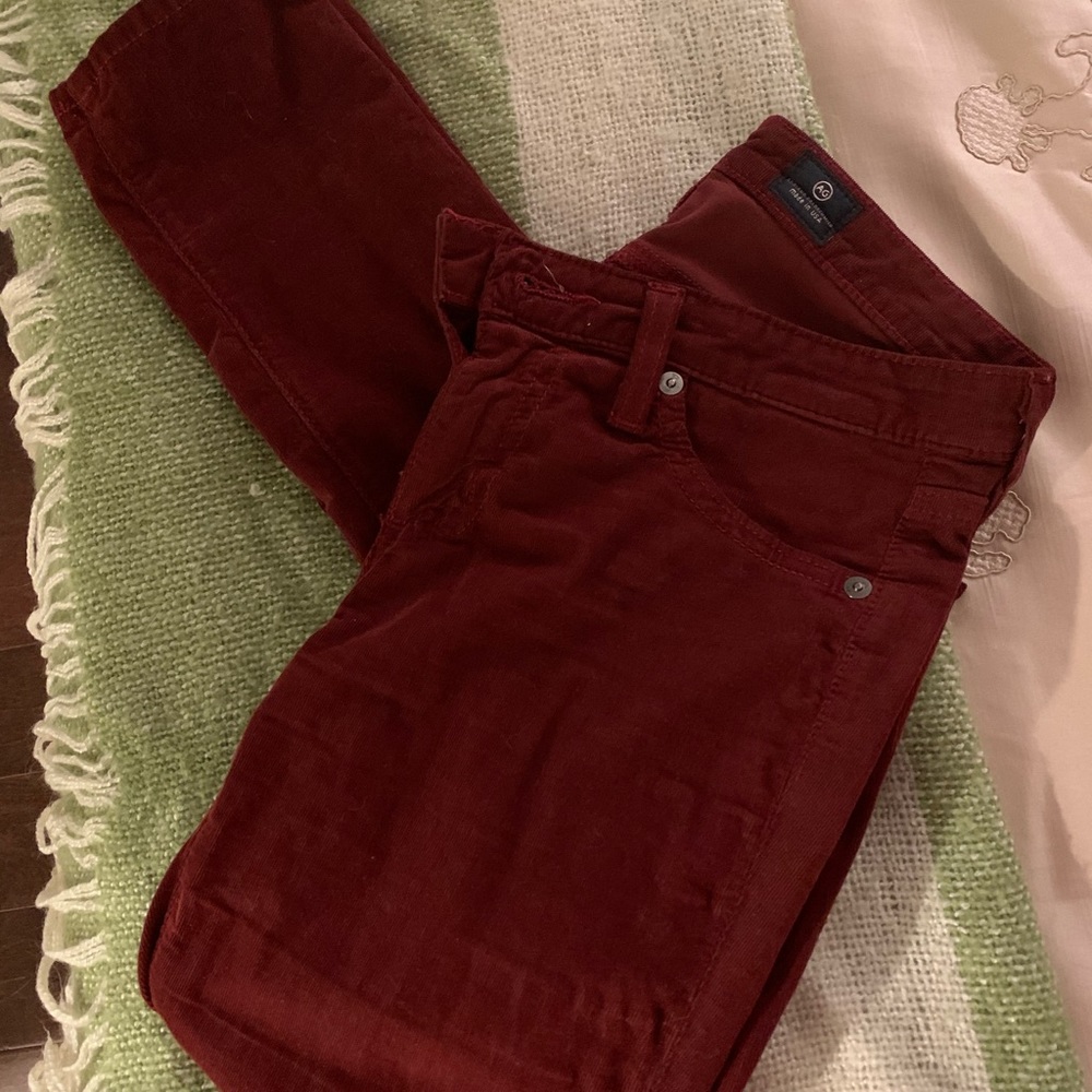 AG burgundy corduroy “the Legging” Super Skinny